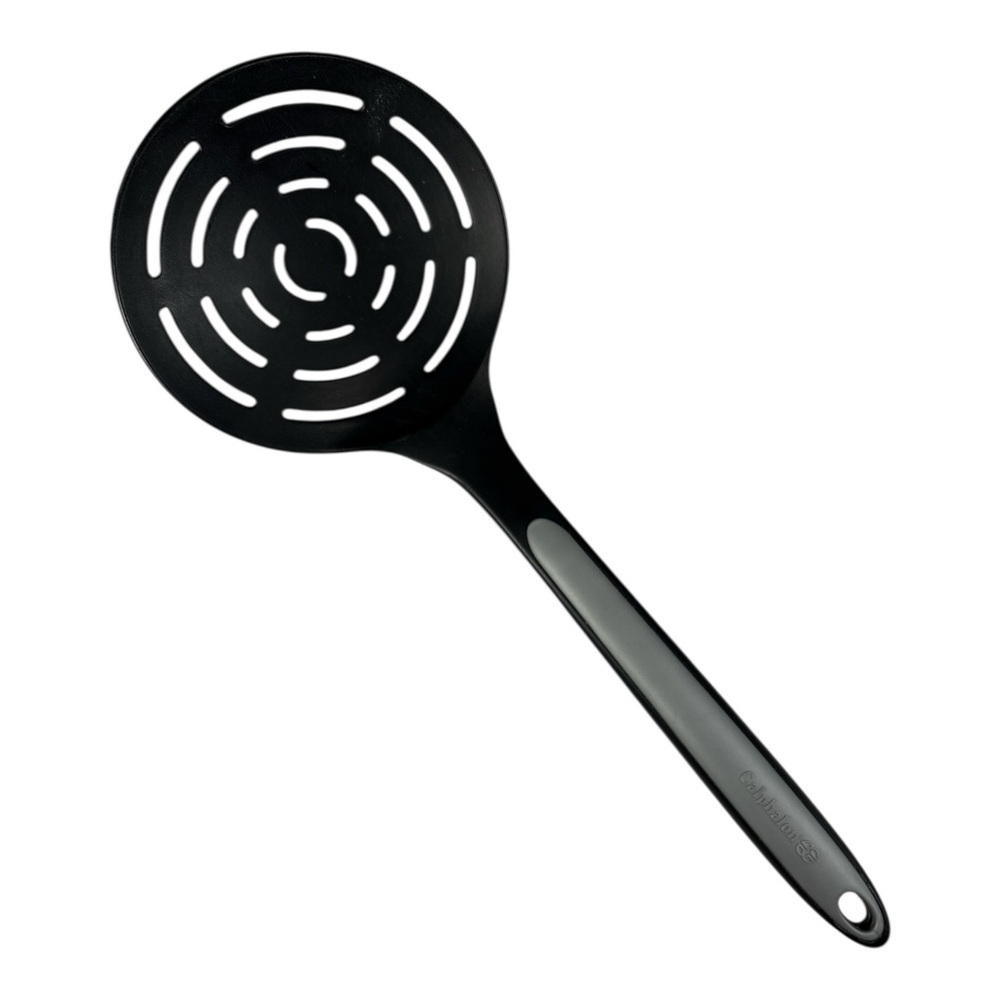 Calphalon Black Gray Skimmer Strainer Slotted Spoon Round Heat Resistant 14"